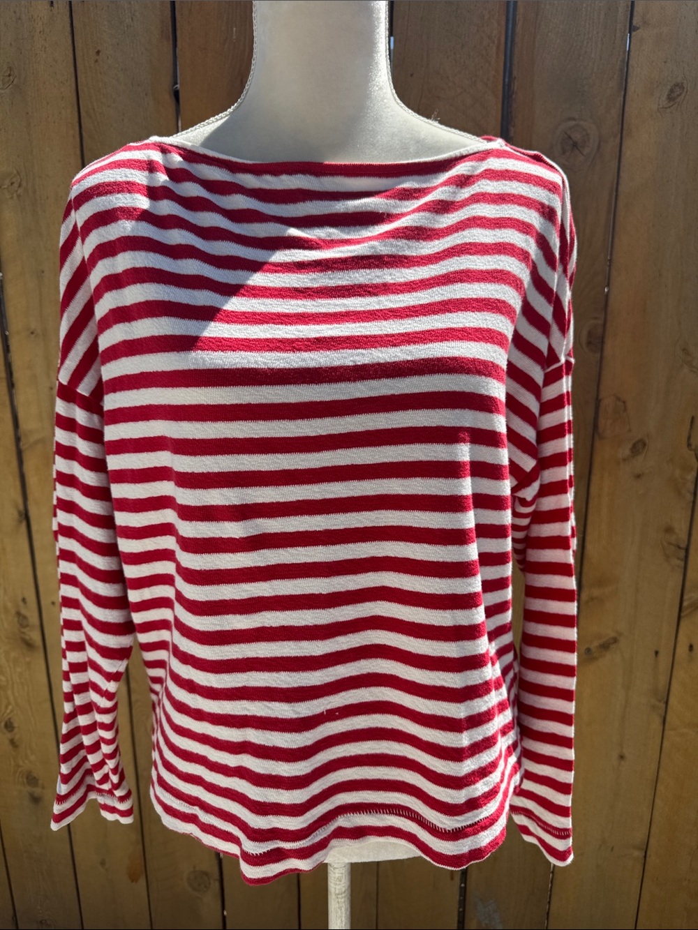 Universal Thread Red & White Striped Long-Sleeve boatneck top size XL